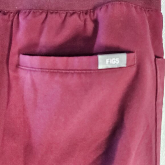 Figs Burgundy Jogger Scrub Pants With Drawstring Waist and pockets - Picture 4 of 10